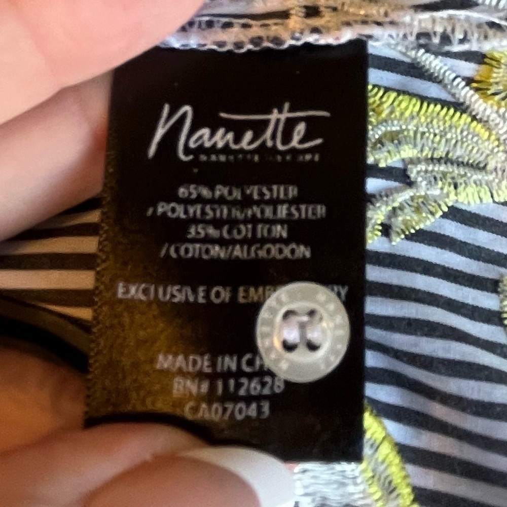 Nanette Lepore Embroidered Floral Stripe Balloon Sleeve Blouse Medium Boho - Picture 9 of 9